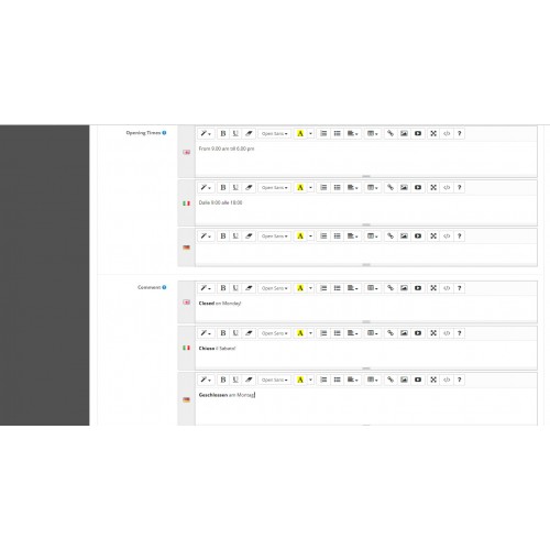 Opencart Yorum ve Açılış Saati Dili Ayarlar