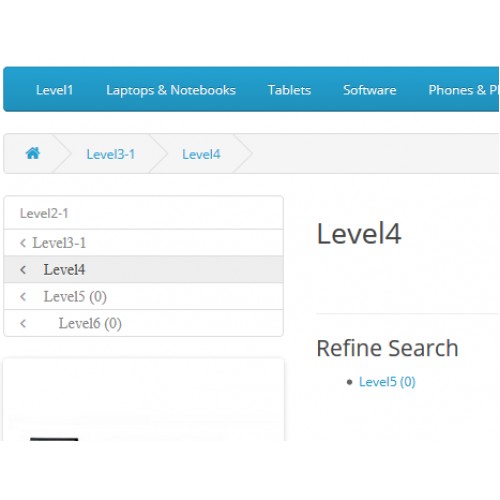 Opencart Alt Kategorileri Otamatik kategoriler sayfasında Level3 - Level-4 Gösterme
