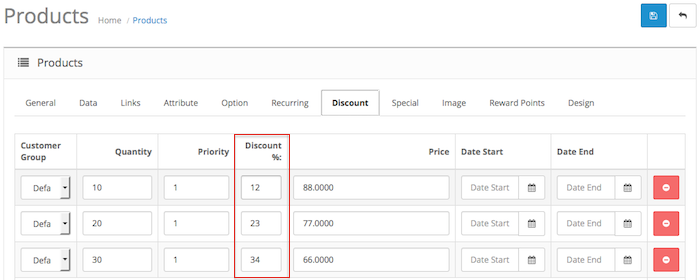 Opencart Admin panelinde ürün eklerken yüzde  indirimi  gösterme 15x 2x 23x